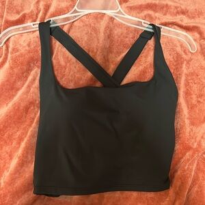 NWT Black Halara Square Neck Backless Crisscross Cropped Yoga top